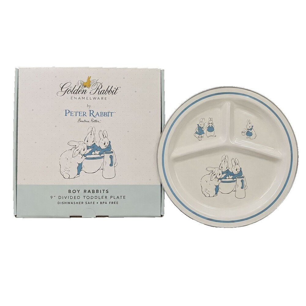 Golden Rabbit Beatrix Potter Boy Rabbits 9" Divided Toddler Plate White NIB 2021